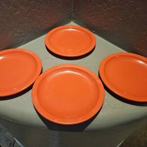 Texas Ware Coral Melamine 7" Plates MCM Dallas Ware set of 4